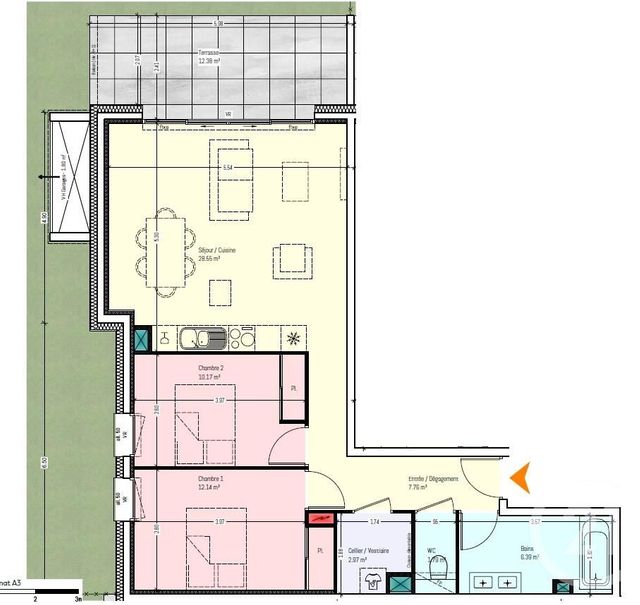 Appartement T3 à vendre - 3 pièces - 69.77 m2 - CHAMBERY - 73 - RHONE-ALPES - Century 21 Immobilière De La Vallée