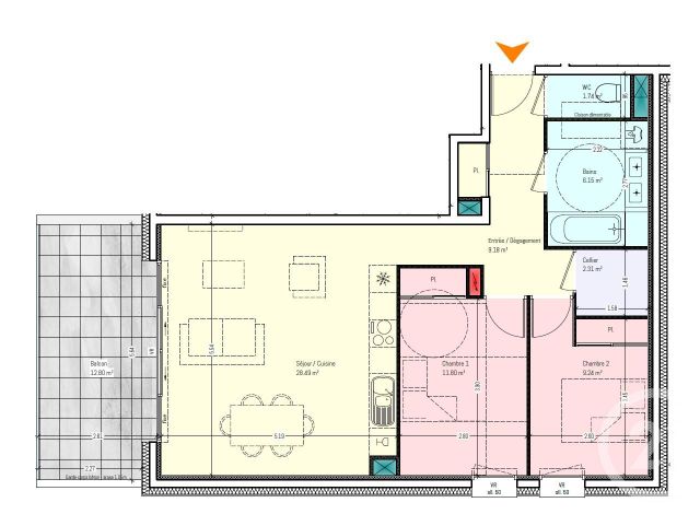 Appartement T3 à vendre - 3 pièces - 71.95 m2 - CHAMBERY - 73 - RHONE-ALPES - Century 21 Immobilière De La Vallée