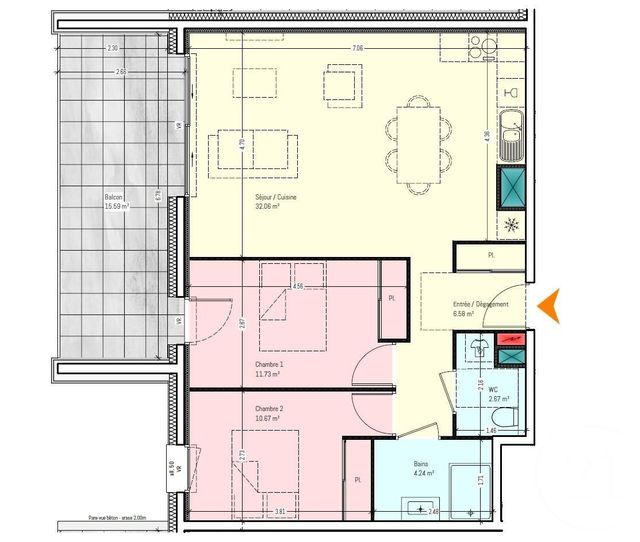 Appartement T3 à vendre - 3 pièces - 68.91 m2 - CHAMBERY - 73 - RHONE-ALPES - Century 21 Immobilière De La Vallée