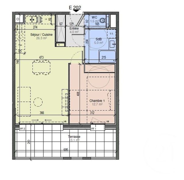 Appartement T2 à vendre - 2 pièces - 49.7 m2 - CHALLES LES EAUX - 73 - RHONE-ALPES - Century 21 Immobilière De La Vallée